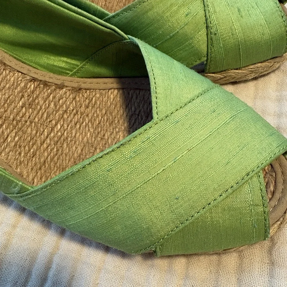 Lauren Ralph Lauren Cecelia Espadrilles Wedge Slip On Shoes Women 8.5 Lime Green